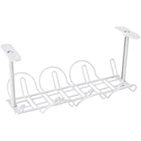 Herewegoo Bandeja organizadora para cables de bajo escritorio para enchufes de cargador de cable
